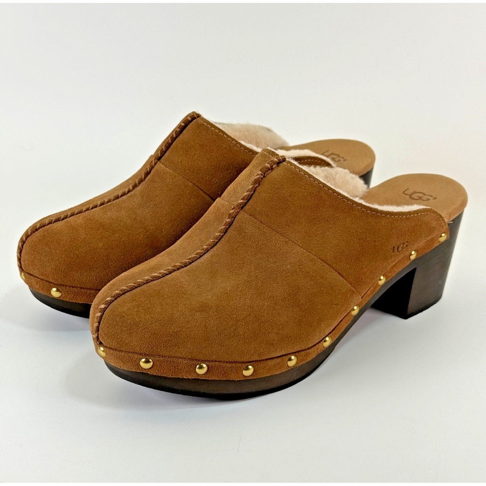 Ugg Australia Kassi Shearling Cliff Slip On Women Size‎ 10 Leather Shoes Clog